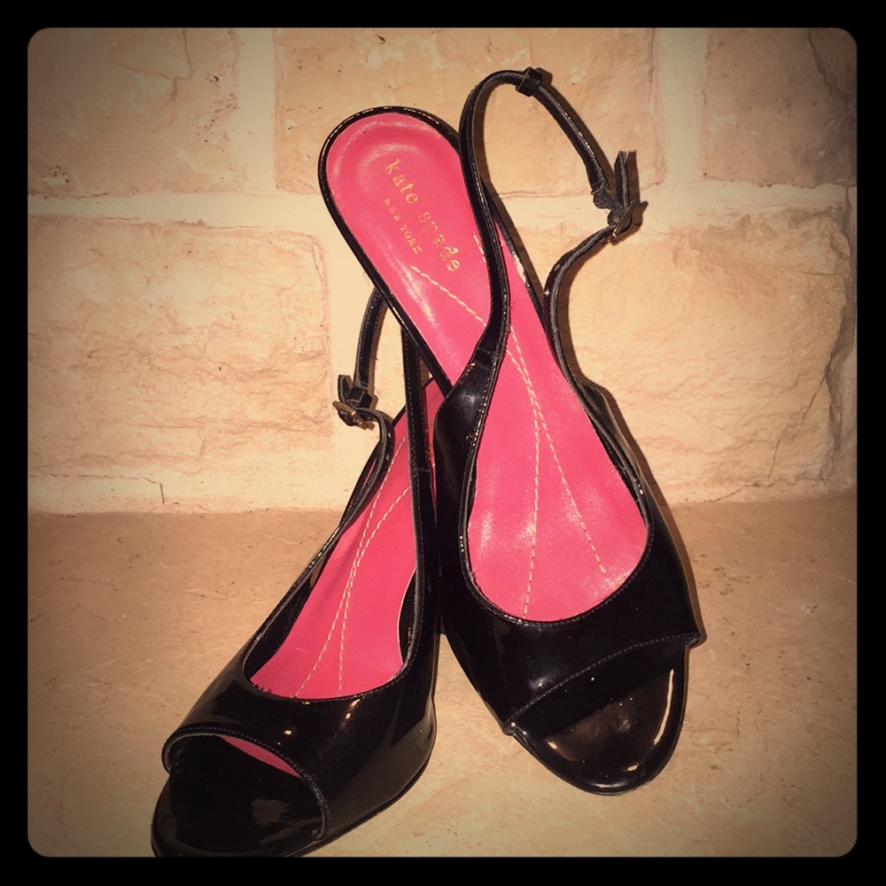 Kate Spade Black Sling Back Heels Size 8